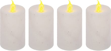 Feeric lights and christmas Kaarsen - 4x stuks - wit - LED - H7,5 cm - glans en glitterafwerking