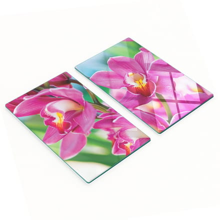 Keukenplanken van gehard glas met roze orchidee-afbeeldingen, 2x30x52 cm