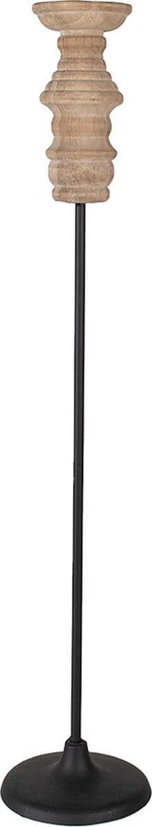 Clayre & Eef Kandelaar 75 cm Zwart Bruin Hout Ijzer Kaarsenhouder