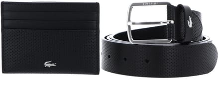 LACOSTE Leren riem kaarthouder Elegance Punch Cardholder + Belt Box W85 Noir zwart