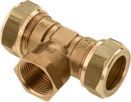 Bonfix messing knel koppeling T stuk 22 x 1/2" bin x 22 mm