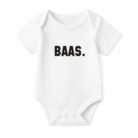 Romper Baas - wit - korte mouw