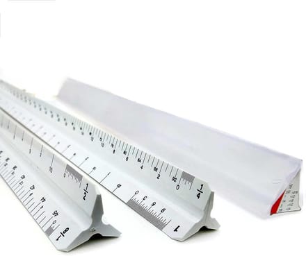 Schaal Liniaal - Driehoek Liniaal - Technische Tekening - 12 Inch Formaat - 335 cm Lengte - Wit
