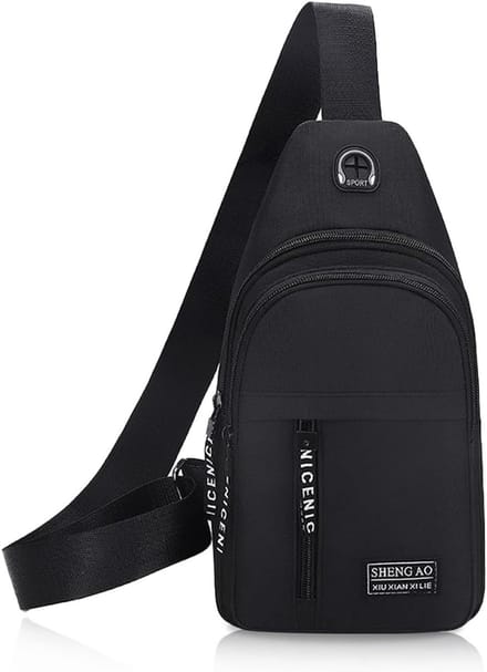 Herentas - Borstas - Reizen en wandelen - Verstelbare band - 30 x 18 cm - Zwart