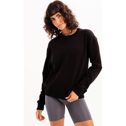 JUSTEVER Crew Neck Basic Pattern Black Women's Sweatshirt Tracksuit Top - Aura