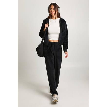 boohoo Dames Velours gekorte getailleerde trainingspak | Black | Maat: XS