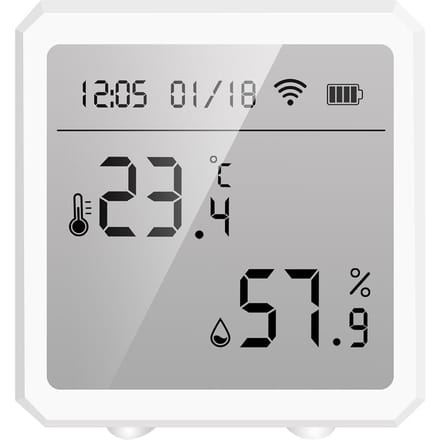 Tuya Smart WiFi Temperatuur-vochtigheidssensor Binnenhygrometer Thermometer APP Afstandsbediening met wit