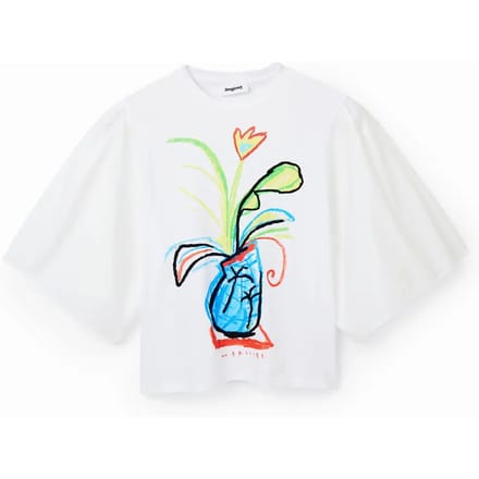 Dames-T-shirt met volumemouw in popeline Desigual