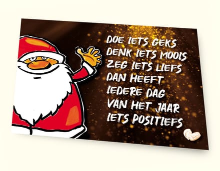 LUXE KERST ANSICHTKAART "DOE IETS GEKS DENK IETS MOOIS", 24 STUKS