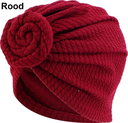 Tulband - Head wrap - Turban - Hijab - Hoofdbedekking - Hoofdband - Muts - Chemo muts - Elastisch - Stretch - Stretchy - Rood - Jonyx
