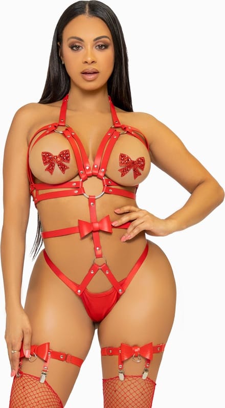 Studded O-ring harness teddy