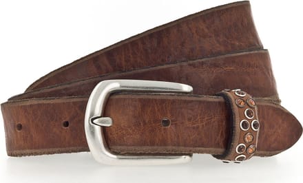 b.belt Leren riem Tia Topaz 25mm Slim Belt W75 Mid Brown bruine
