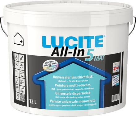 LUCITE® All-In 5 MAT - BESTE Verf Muur Plafond - Binnen - 12L