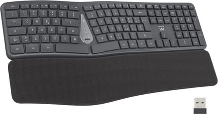 Ergonomisch Draadloos Toetsenbord met Numeriek Gedeelte en Polssteun (QWERTY)