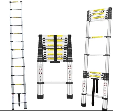 HMWR Aluminium telescopische ladder met antislip voet - 3,8M