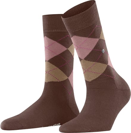 Burlington Marylebone gedessineerd wol sokken dames bruin - maat 36-41