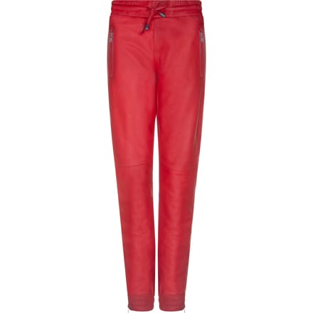 Joggingbroek van rood nappaleer voor dames