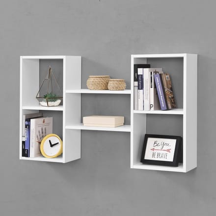 Wandplank Lillesand 4 vakken en 2 planken 101x18x60 cm wit