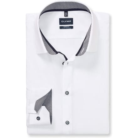 OLYMP No. 6 Six super slim fit overhemd - mouwlengte 7 - popeline - wit - Strijkvriendelijk - Boordmaat: 43