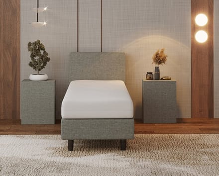 Nessa® - 70x190 Boxspring Bjorn Grijs + Pocketvering matras 20cm