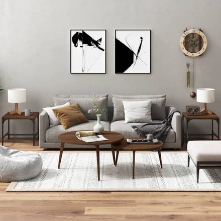 vidaXL - Bijzettafels - 2 - st - 40x40x35 - cm - bewerkt - hout - bruineiken