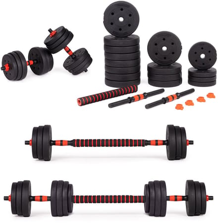 Dumbbell Set - Halterset - 40 kg - Verstelbaar - Zwart/Rood - Kunststof