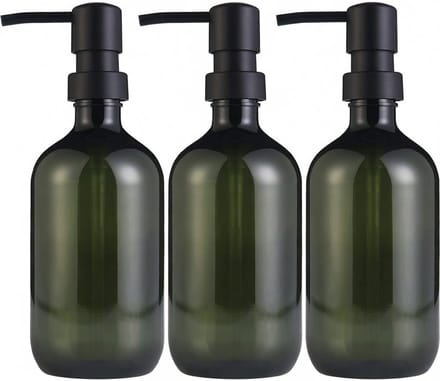 Famanu – Navulbare zeepdispenserflessen 500 ml met pomp en waterdichte labels – Set van 3 – Groen