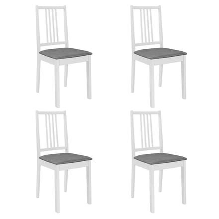 vidaXL - Eetkamerstoelen - met - kussens - 4 - st - massief - hout - wit