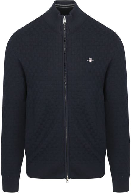 Gant Vest Texture Donkerblauw - Maat L - Heren