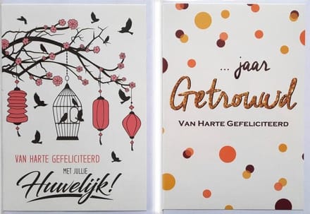2 Wenskaarten - Getrouwd + …Jaar Getrouwd – 12 x 17 cm