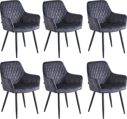 Colenis® - Beverly Eetkamerstoel - Set Van 6 - Antraciet - Vintage Velvet - Design