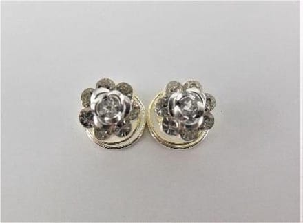 Curlies bloem met strass zilver.