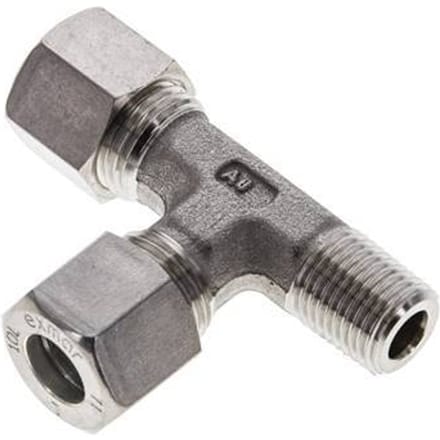 10L & R1/4'' RVS L-vorm Knelfitting Buitendraad 315bar ISO 8434-1