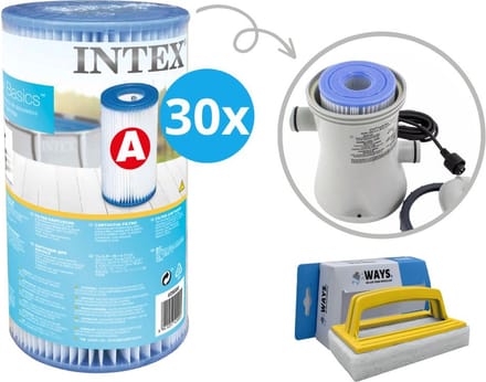 Intex - A filters - 30 stuks - Geschikt voor filterpomp 28604GS/28638GS/28636GS & WAYS scrubborstel
