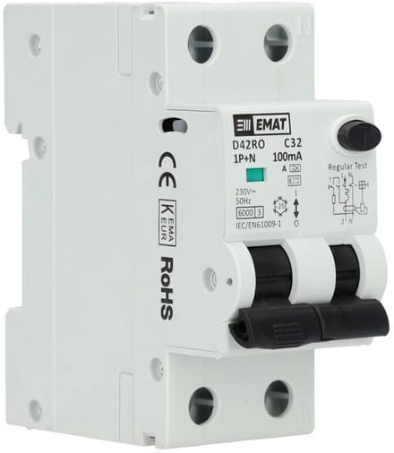 EMAT aardlekautomaat C32 1P+N 100mA Type A (85006421)