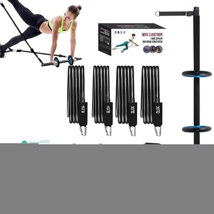 Pilates Bar Set - Fitness Stok - Thuis Training - Afneembare Ab Rollers - 120 cm - Grijs