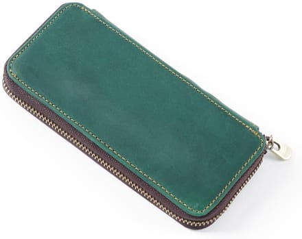 Lederen potlood etui met ritssluiting - potlood briefpapier tas - schoolkantoor accessoires