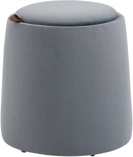 MODFU Poef Ø44x47,5 cm van polyester, met opbergruimte en omkeerbaar deksel, grijs