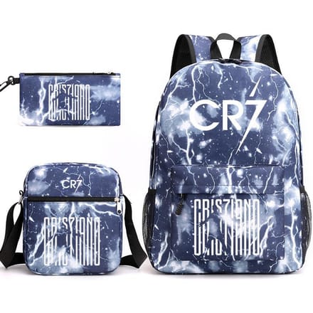 Cartable grande capacité avec bandoulière; set de trousse à crayons trois pièces pour étudiant Cristiano ronaldo backpack