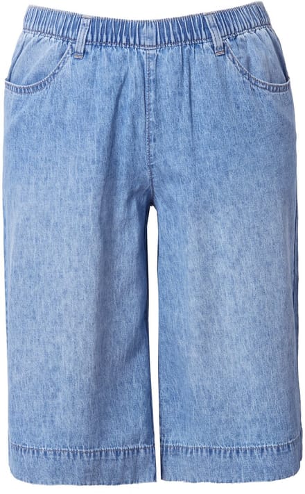 Laurasøn - Dames - Linnen broek wijde pijp elastische tailleband - Gebleekt denim - Maat 54