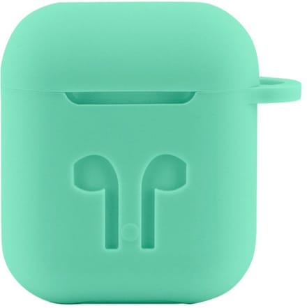 Case cover - Apple Airpods - mintgroen siliconen - met musketon