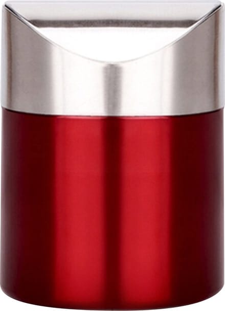 Tafel prullenbak - RVS - Metallic Rood - afvalbakje aanrecht - Met deksel - 800ml