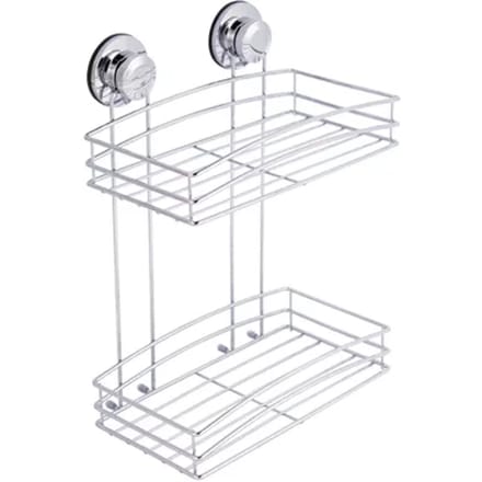 Aquavive Doucherek - Met Zuignappen - 2-laags - Rechthoek - Verchroomd - 26x35x8cm