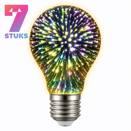 7x Peertje Led-lamp E27 - 4W - Warm Wit Licht (2700K) - 300 lm - 30 jaar - Dimbaar - Vuurwerk Effect