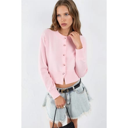 Casual Crew Neck Gebuttonde Crop Jasje