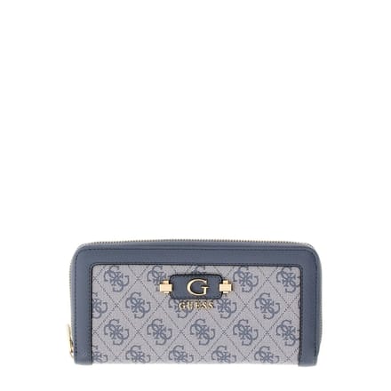 GUESS portemonnee Lindsey SLG Zip Around Wallet Slate Logo blauwgrijs
