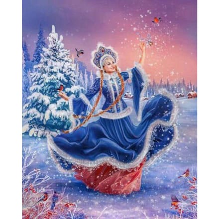 Peinture au diamant Femme qui danse dans la neige Peinture au diamant 20X30CM white