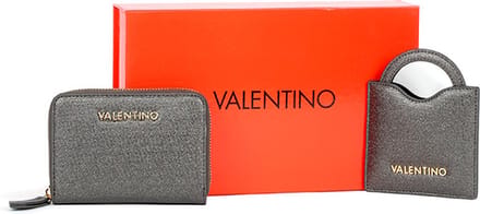 VALENTINO Portemonnee Zenzero Mirror + Wallet Gun Metal Taupe
