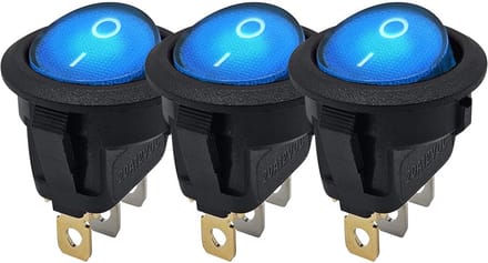 ProRide Wipschakelaar ON-OFF KCD2-12 - 3-pins - Rond - 12V/20A - Blauw - 3 stuks