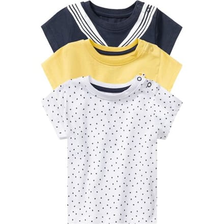 LUPILU 3 baby t-shirts (Wit/geel/marine, 62-68)